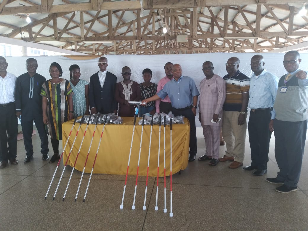 Blind Union Receives 100 White Canes From Calvary Charismatic Center
