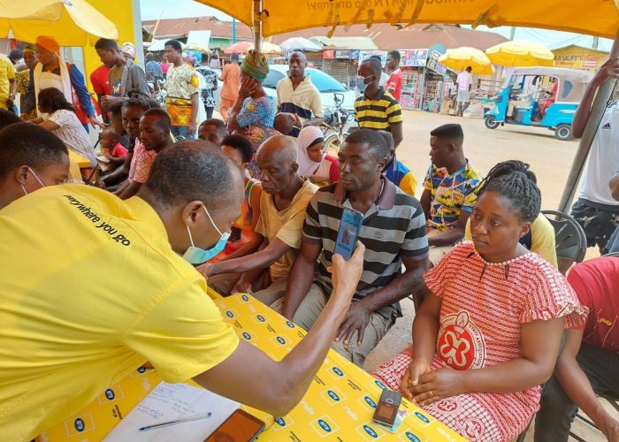 Customers registering their SIM cards at Temporary Registration point at Goaso in Ahafo Region
